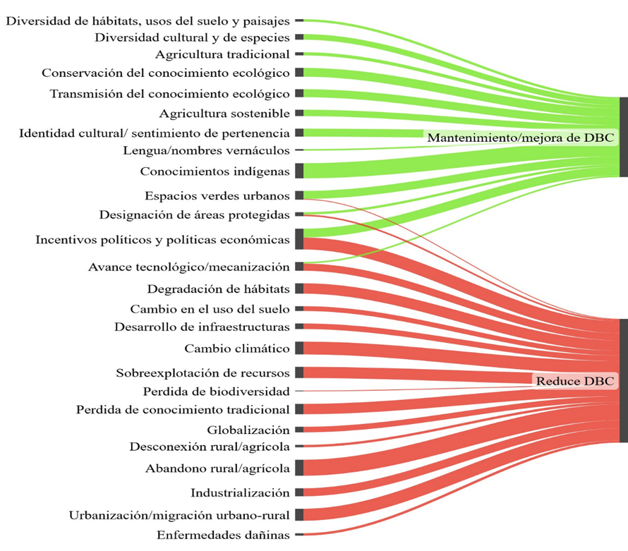 Diagrama
Sankey conectando los impulsores de cambio
