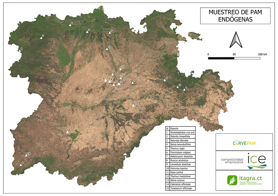 Mapa de puntos de muestreo de especies PAM